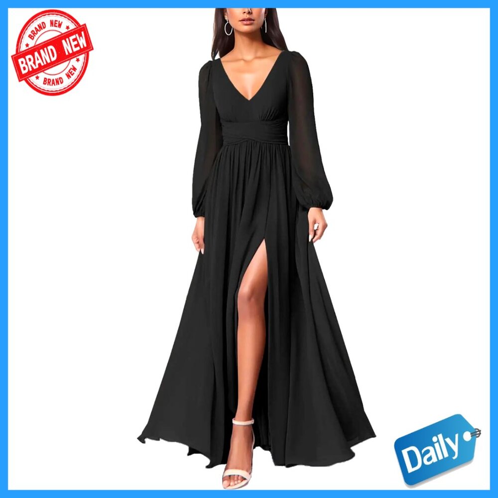 Mesh Deep V Neck Open Back Maxi Dress With Slit Leg For Formal Events
